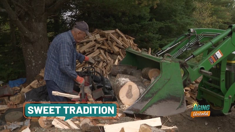 Roger Kennison started chopping down trees as part of the process of making maple syrup. He is...
